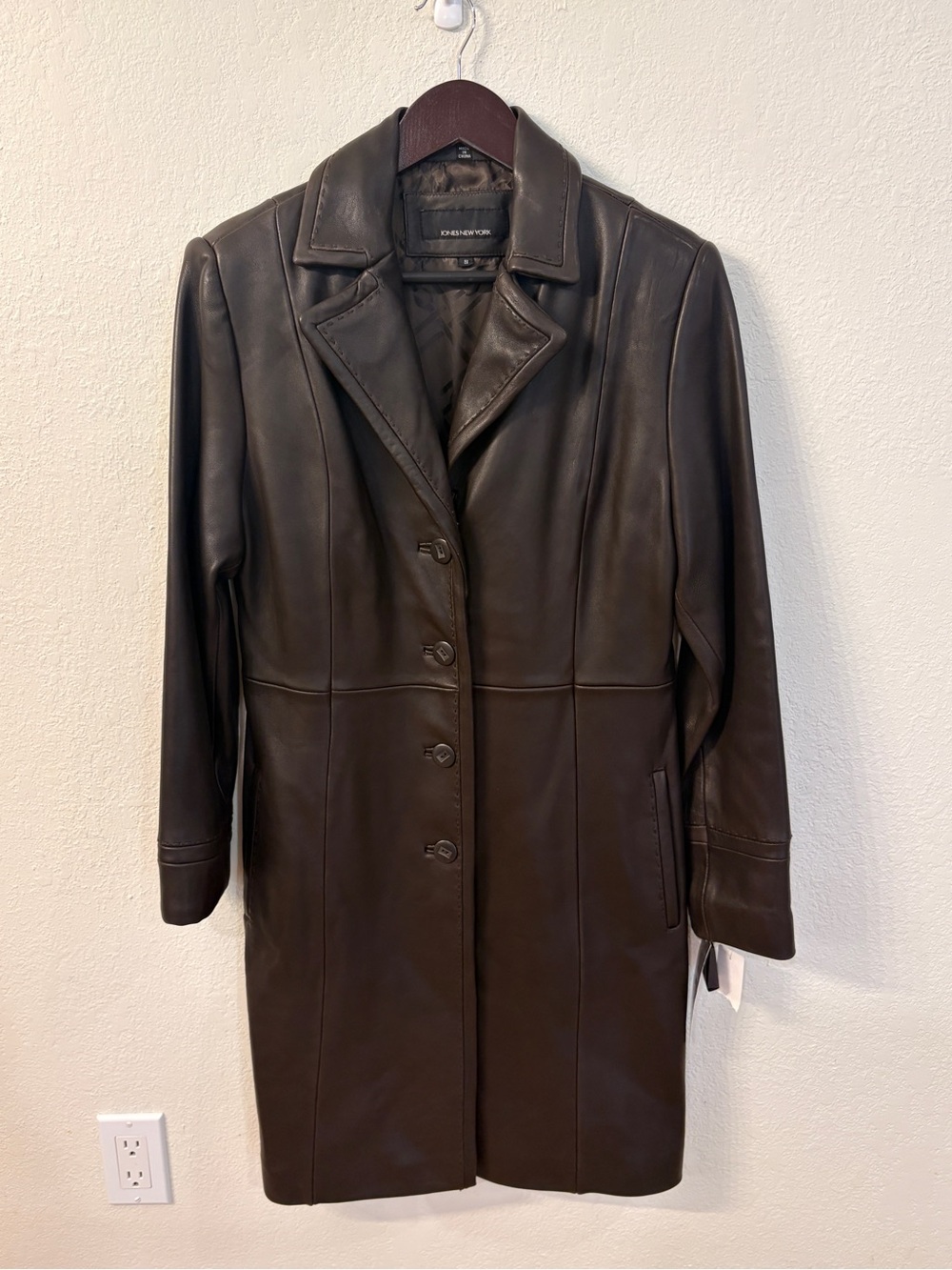 Jones New York Genuine Leather Jacket - Small Dark Brown Vintage NWT